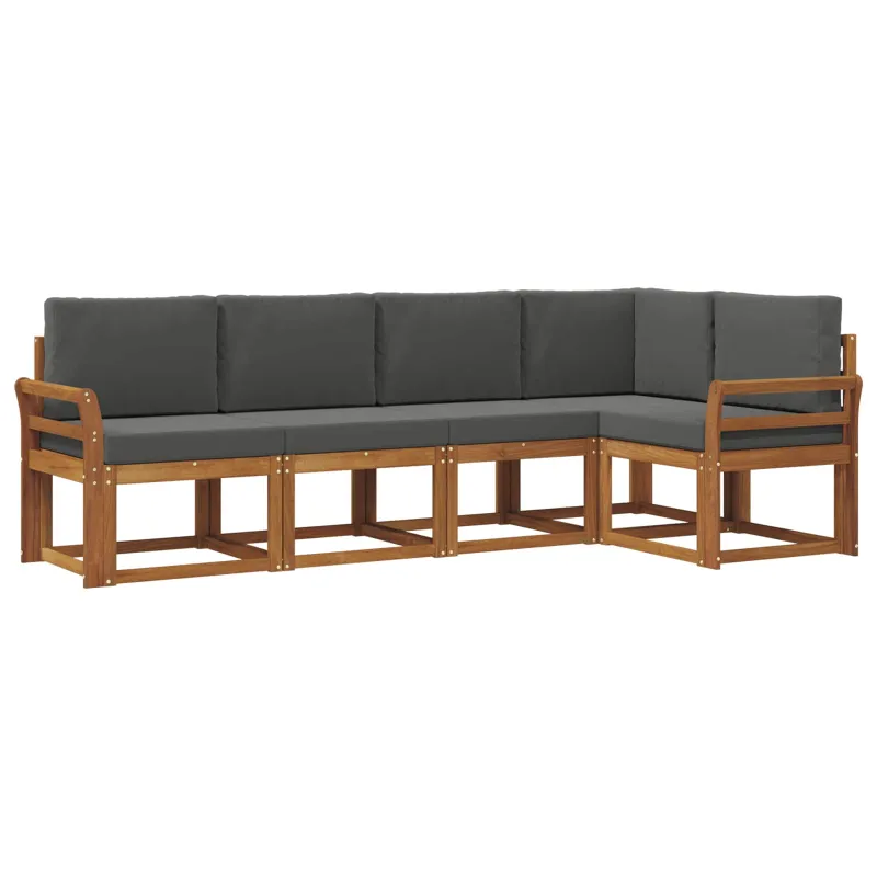 Lauko sofos komplektas su pagalve 5 pcs Natūralus ir antracitas