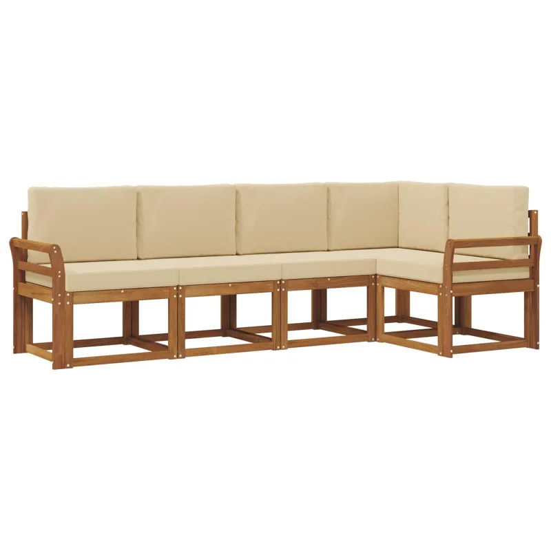Lauko sofos komplektas su pagalve 5 pcs Natūralus ir bežinis