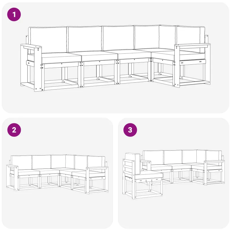 Lauko sofos komplektas su pagalve 5 pcs Natūralus ir antracitas