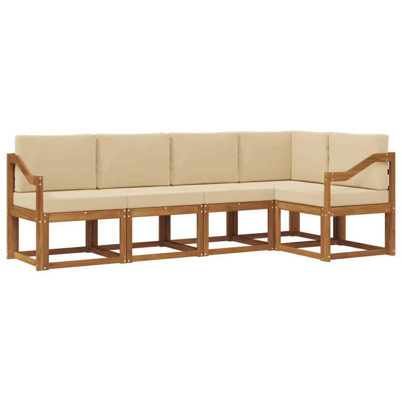 Lauko sofos komplektas su pagalve 5 pcs Natūralus ir bežinis