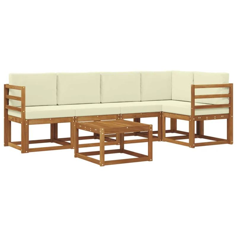 Lauko sofos komplektas su pagalve 6 pcs Natūralus ir grietinėlė
