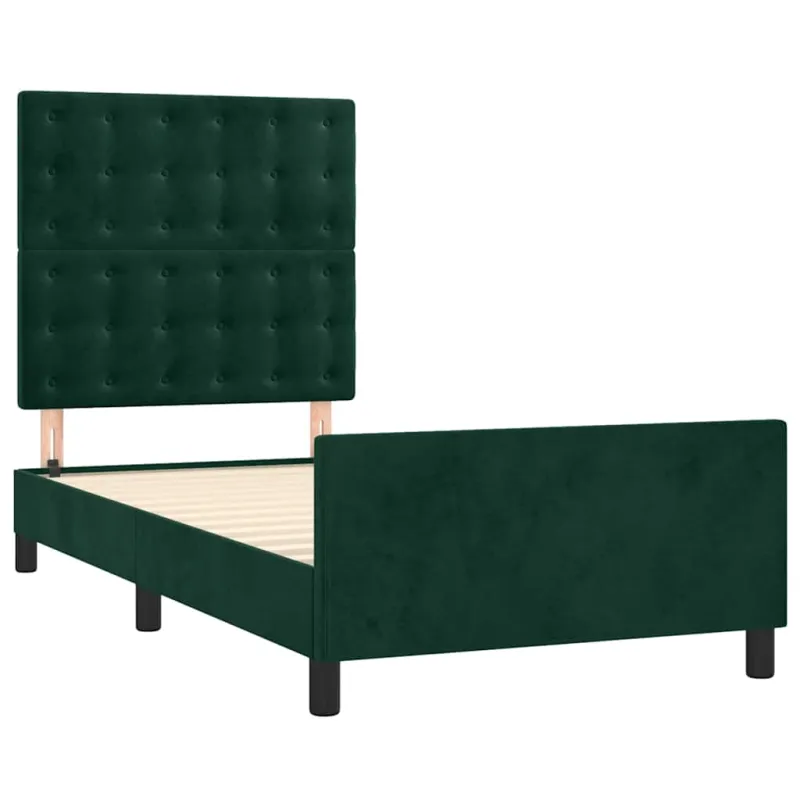 Lovos rėmas be čiužinio tamsiai žalias 90x200 cm aksomas