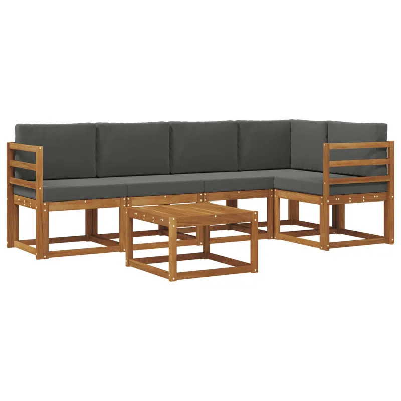 Lauko sofos komplektas su pagalve 6 pcs Natūralus ir antracitas