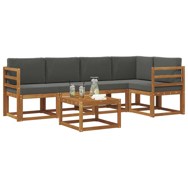 Lauko sofos komplektas su pagalve 6 pcs Natūralus ir antracitas