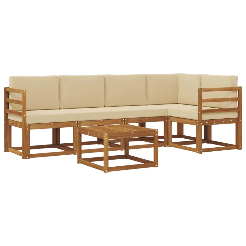 Lauko sofos komplektas su pagalve 6 pcs Natūralus ir bežinis