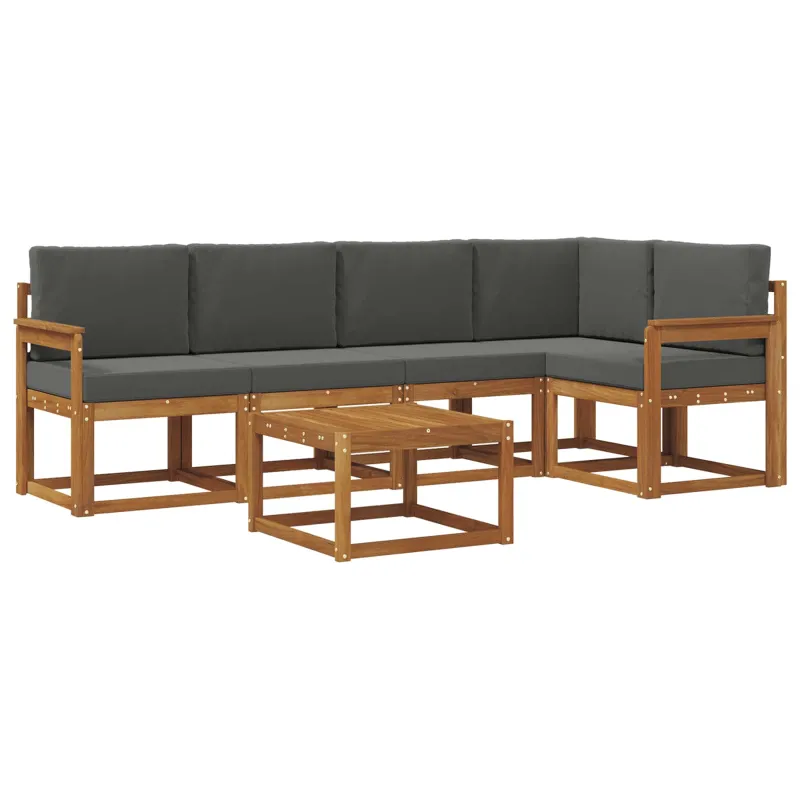 Lauko sofos komplektas su pagalve 6 pcs Natūralus ir antracitas