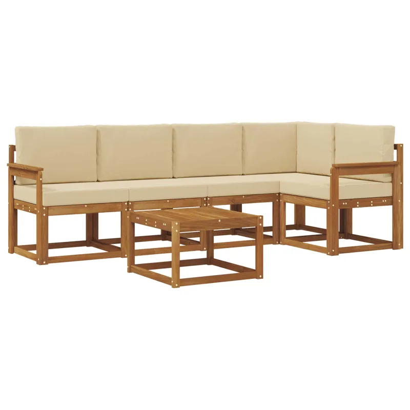 Lauko sofos komplektas su pagalve 6 pcs Natūralus ir bežinis