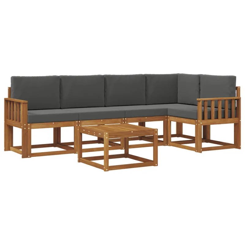 Lauko sofos komplektas su pagalve 6 pcs Natūralus ir antracitas
