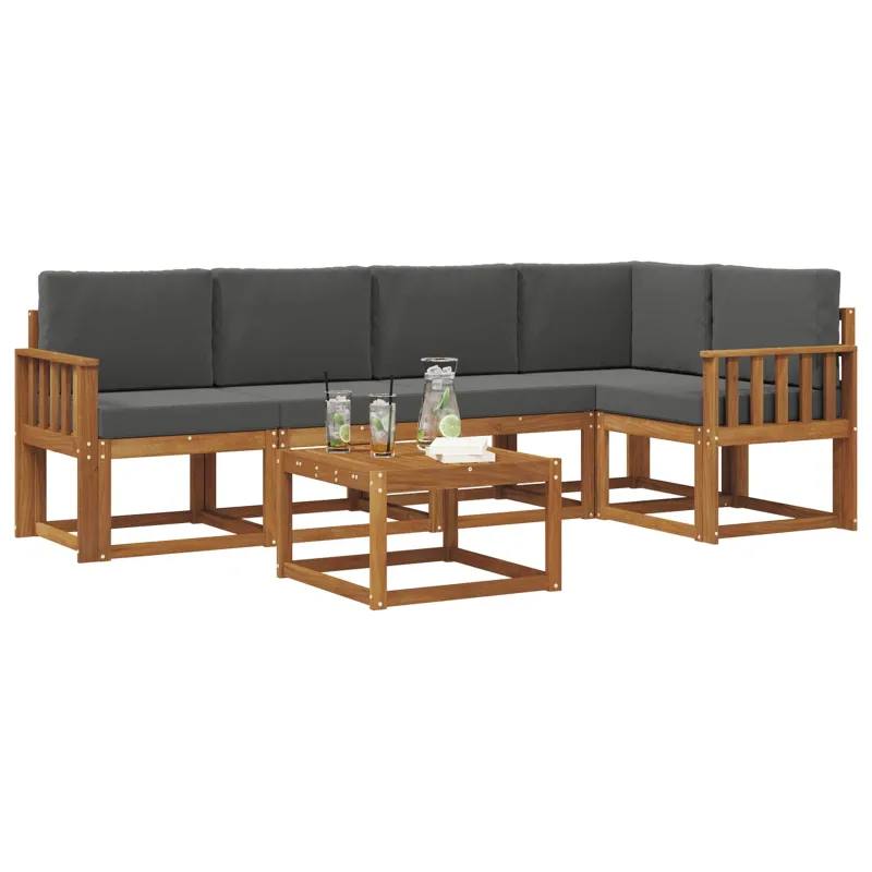 Lauko sofos komplektas su pagalve 6 pcs Natūralus ir antracitas