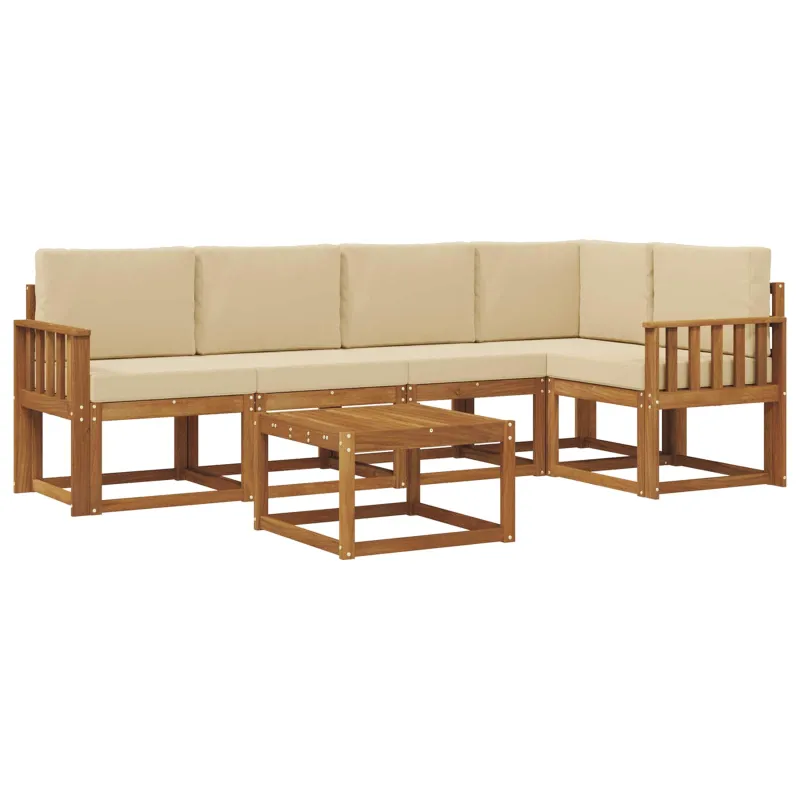Lauko sofos komplektas su pagalve 6 pcs Natūralus ir bežinis