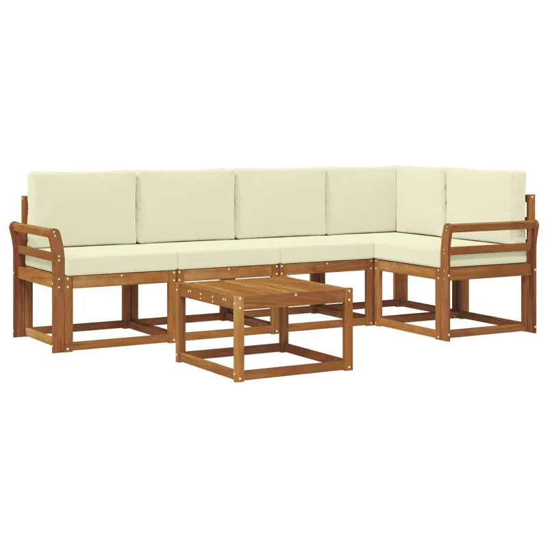 Lauko sofos komplektas su pagalve 6 pcs Natūralus ir grietinėlė