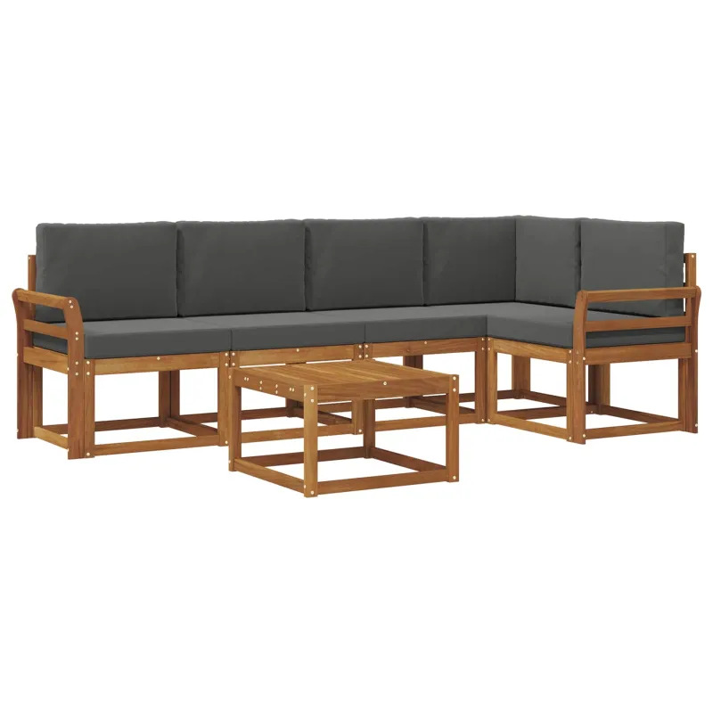 Lauko sofos komplektas su pagalve 6 pcs Natūralus ir antracitas