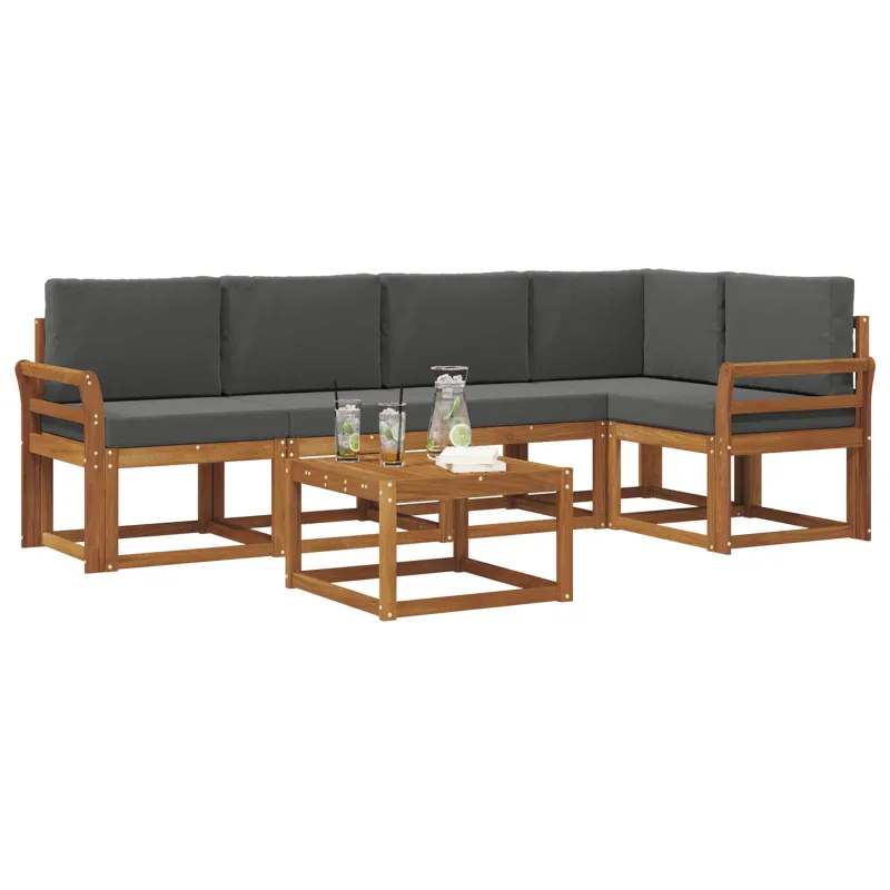 Lauko sofos komplektas su pagalve 6 pcs Natūralus ir antracitas