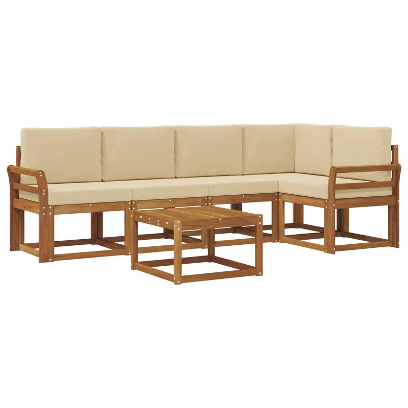 Lauko sofos komplektas su pagalve 6 pcs Natūralus ir bežinis