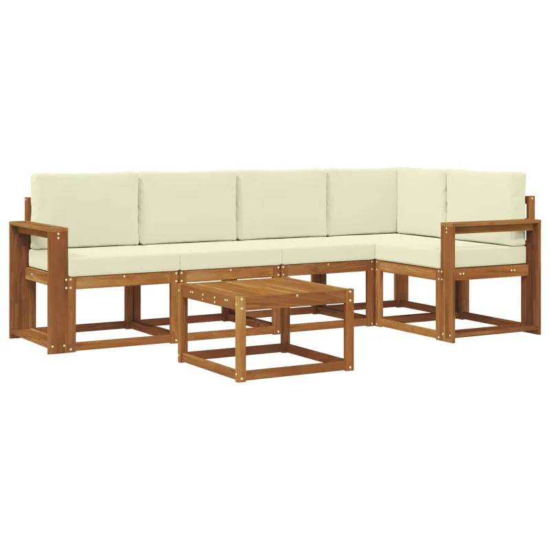 Lauko sofos komplektas su pagalve 6 pcs Natūralus ir grietinėlė