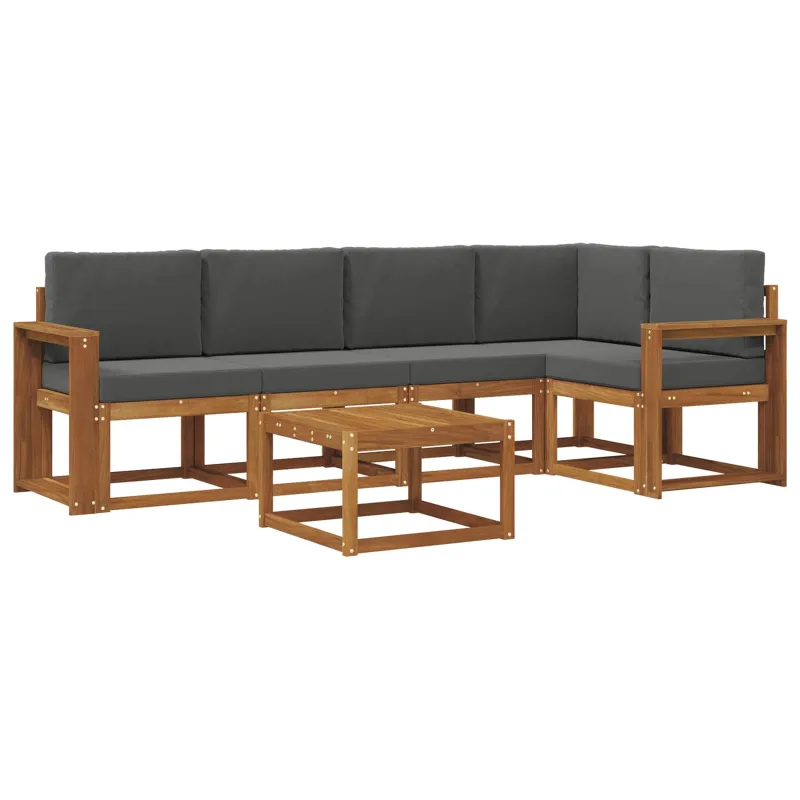 Lauko sofos komplektas su pagalve 6 pcs Natūralus ir antracitas