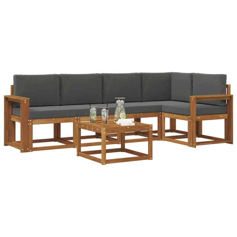 Lauko sofos komplektas su pagalve 6 pcs Natūralus ir antracitas