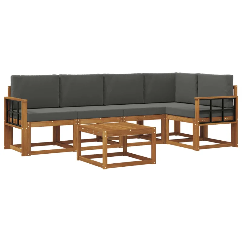 Lauko sofos komplektas su pagalve 6 pcs Natūralus ir antracitas