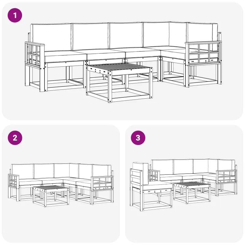 Lauko sofos komplektas su pagalve 6 pcs Natūralus ir antracitas
