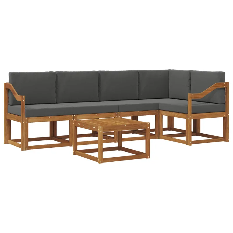 Lauko sofos komplektas su pagalve 6 pcs Natūralus ir antracitas