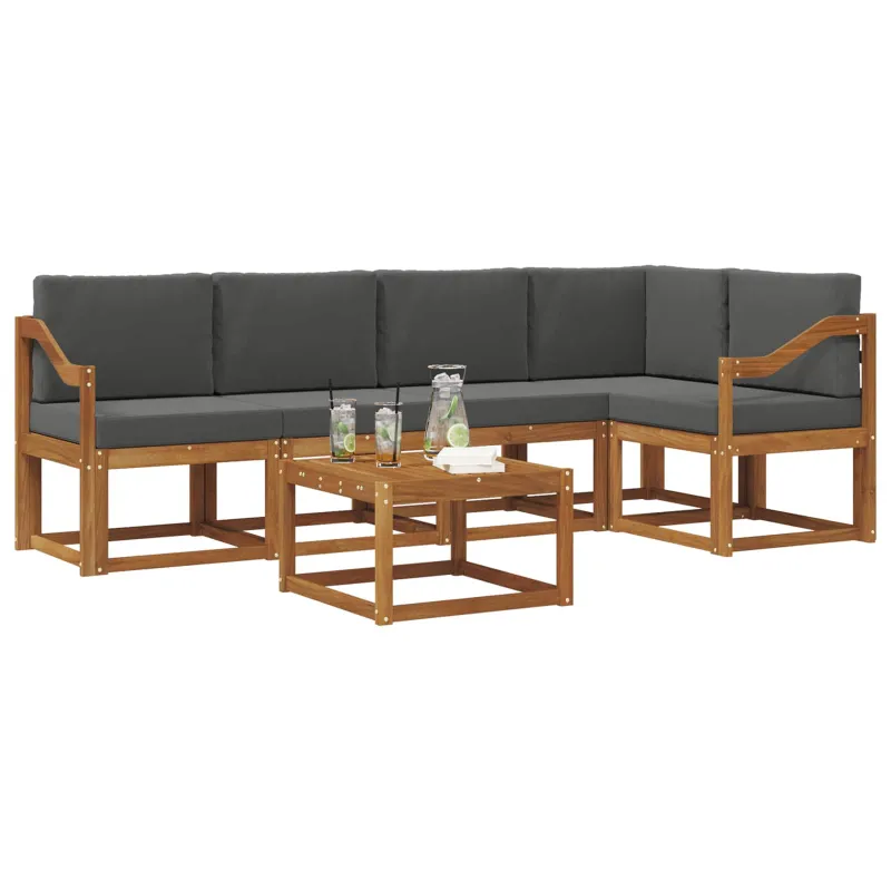 Lauko sofos komplektas su pagalve 6 pcs Natūralus ir antracitas