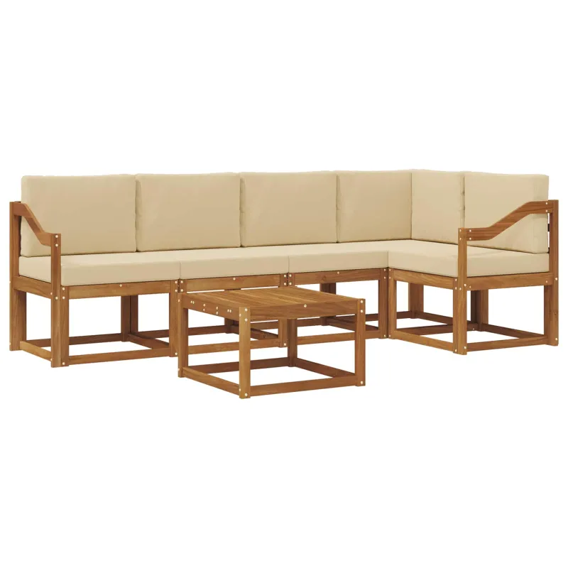 Lauko sofos komplektas su pagalve 6 pcs Natūralus ir bežinis