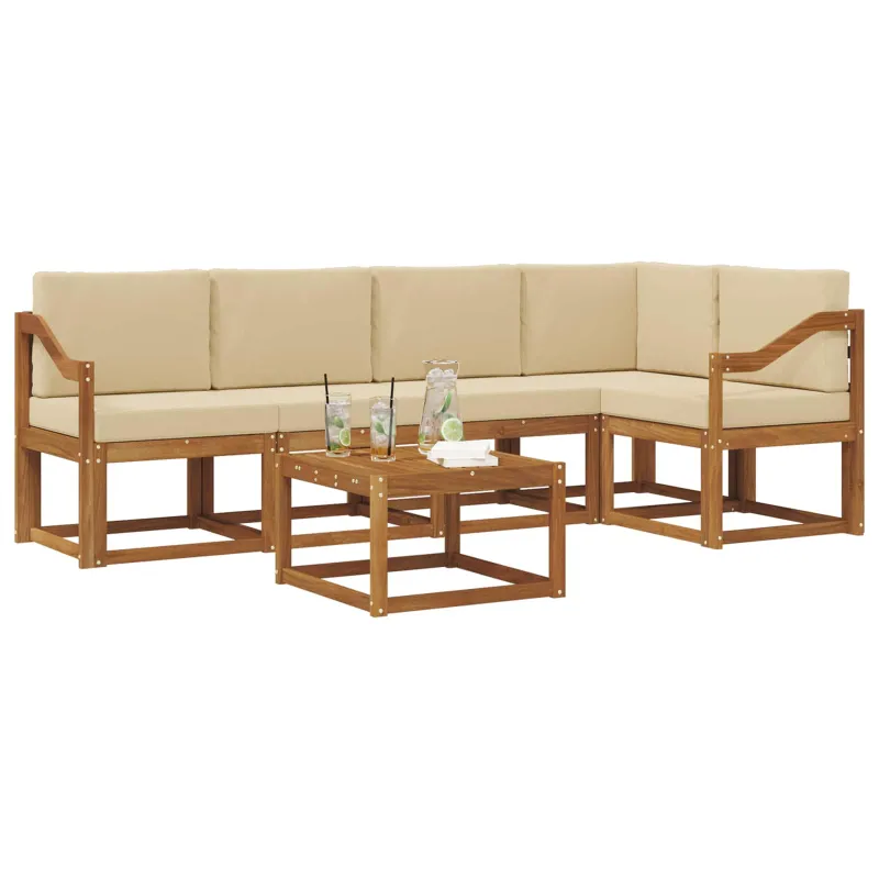 Lauko sofos komplektas su pagalve 6 pcs Natūralus ir bežinis