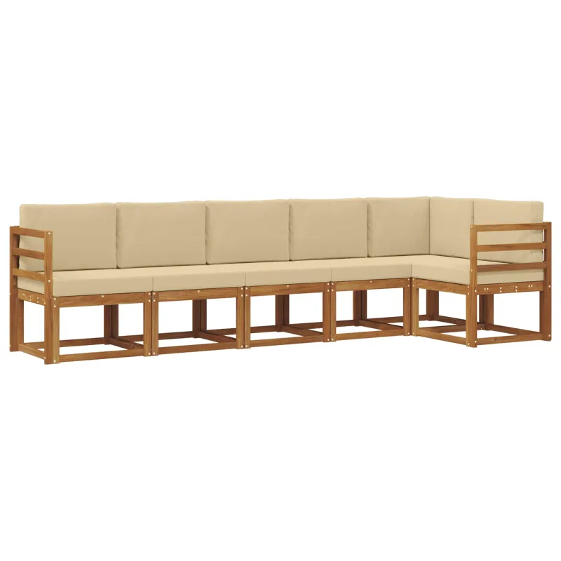 Lauko sofos komplektas su pagalve 6 pcs Natūralus ir bežinis