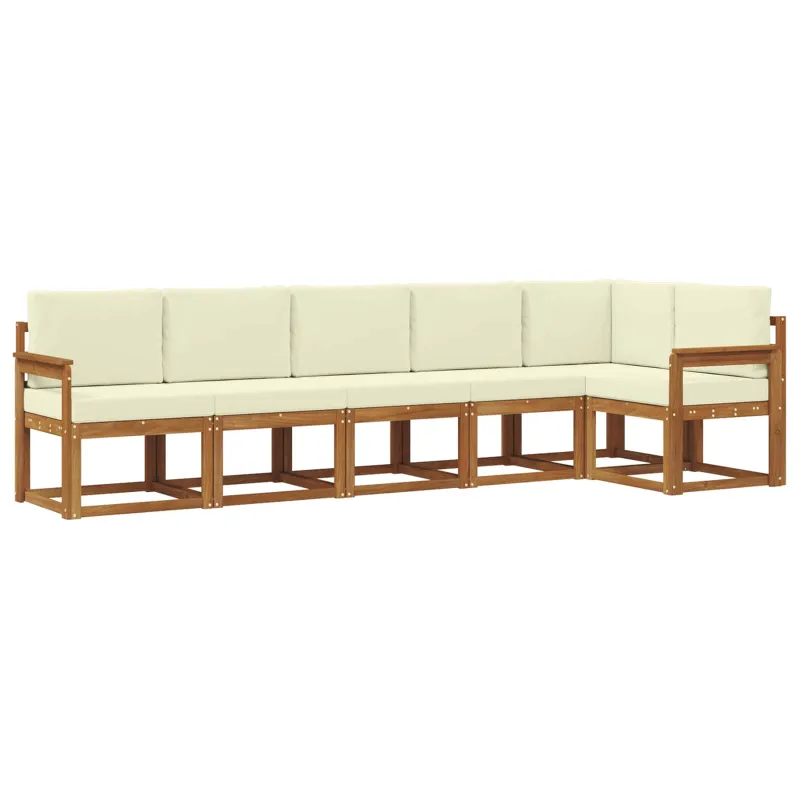 Lauko sofos komplektas su pagalve 6 pcs Natūralus ir grietinėlė