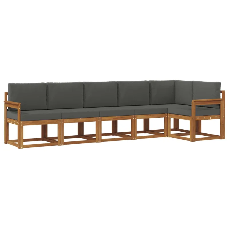 Lauko sofos komplektas su pagalve 6 pcs Natūralus ir antracitas