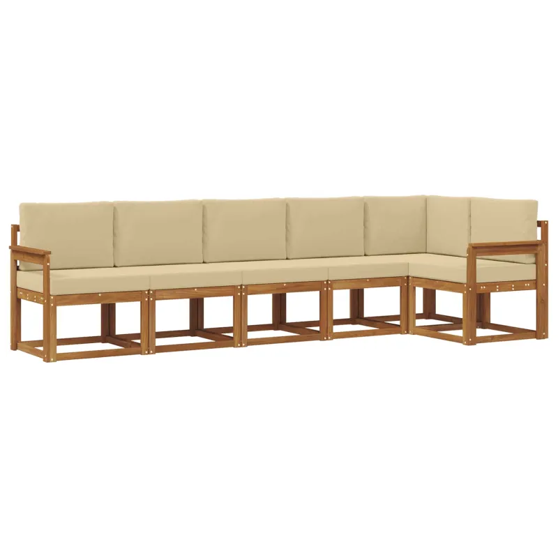 Lauko sofos komplektas su pagalve 6 pcs Natūralus ir bežinis