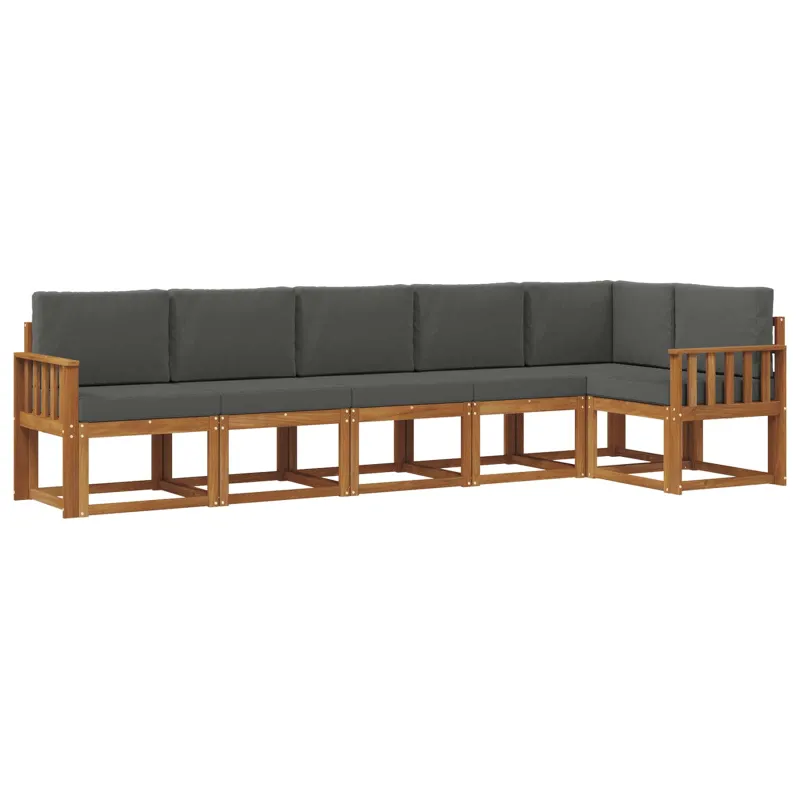 Lauko sofos komplektas su pagalve 6 pcs Natūralus ir antracitas