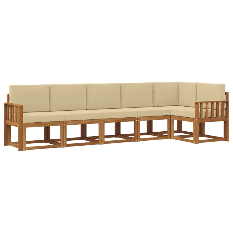 Lauko sofos komplektas su pagalve 6 pcs Natūralus ir bežinis