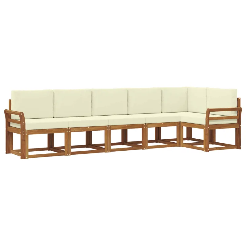 Lauko sofos komplektas su pagalve 6 pcs Natūralus ir grietinėlė