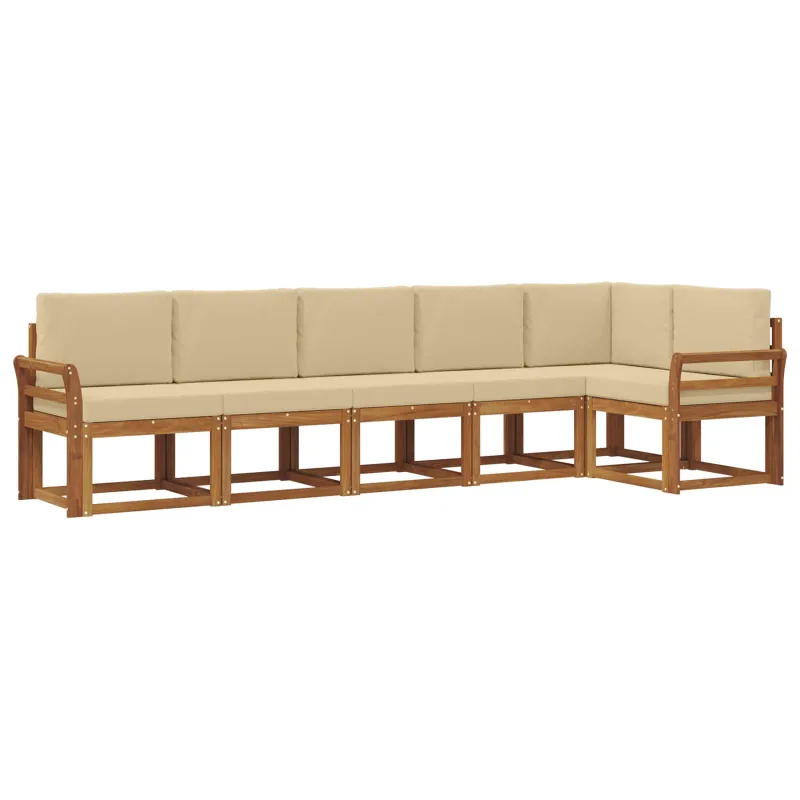 Lauko sofos komplektas su pagalve 6 pcs Natūralus ir bežinis