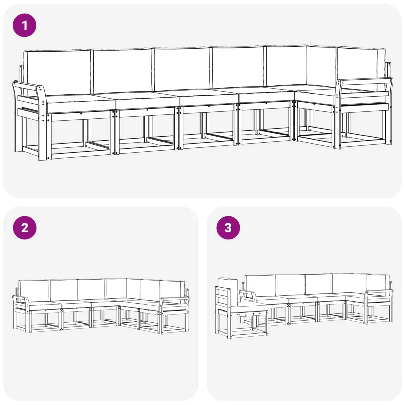 Lauko sofos komplektas su pagalve 6 pcs Natūralus ir bežinis