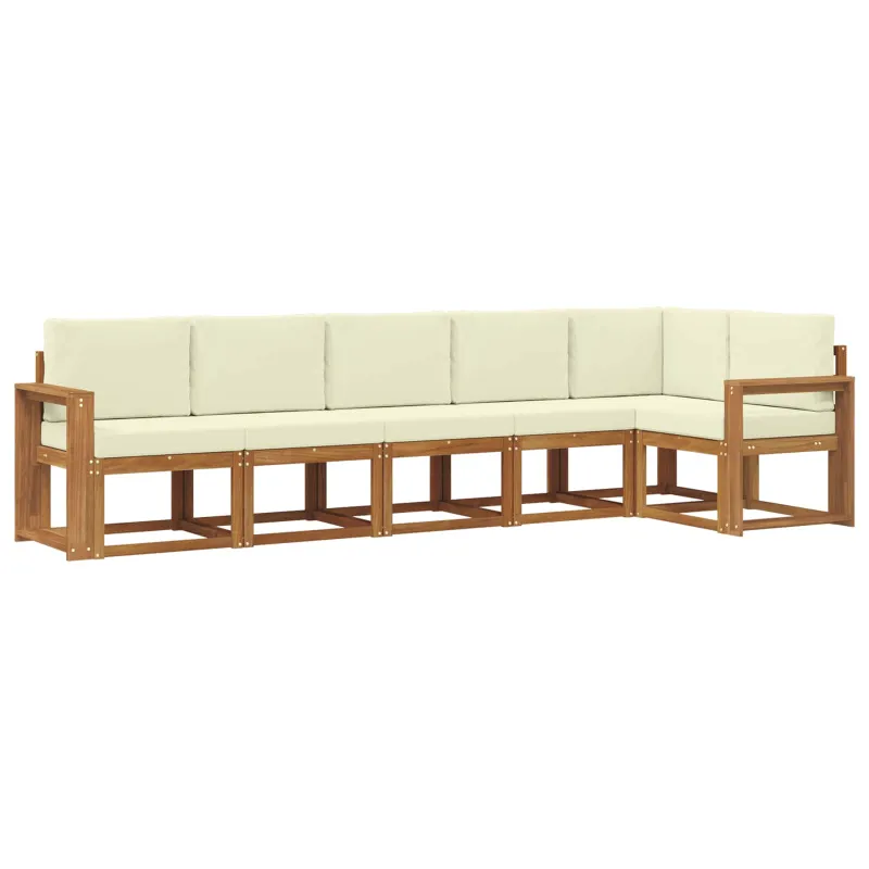 Lauko sofos komplektas su pagalve 6 pcs Natūralus ir grietinėlė