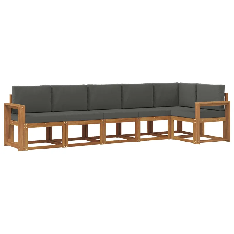 Lauko sofos komplektas su pagalve 6 pcs Natūralus ir antracitas