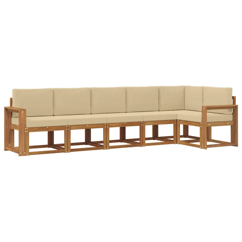 Lauko sofos komplektas su pagalve 6 pcs Natūralus ir bežinis