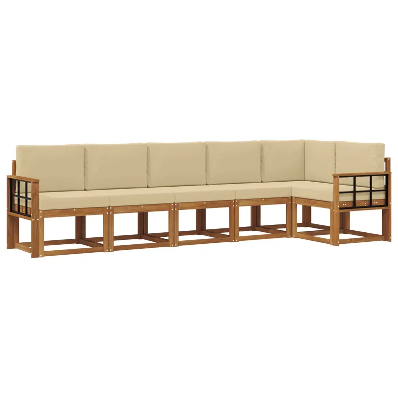 Lauko sofos komplektas su pagalve 6 pcs Natūralus ir bežinis