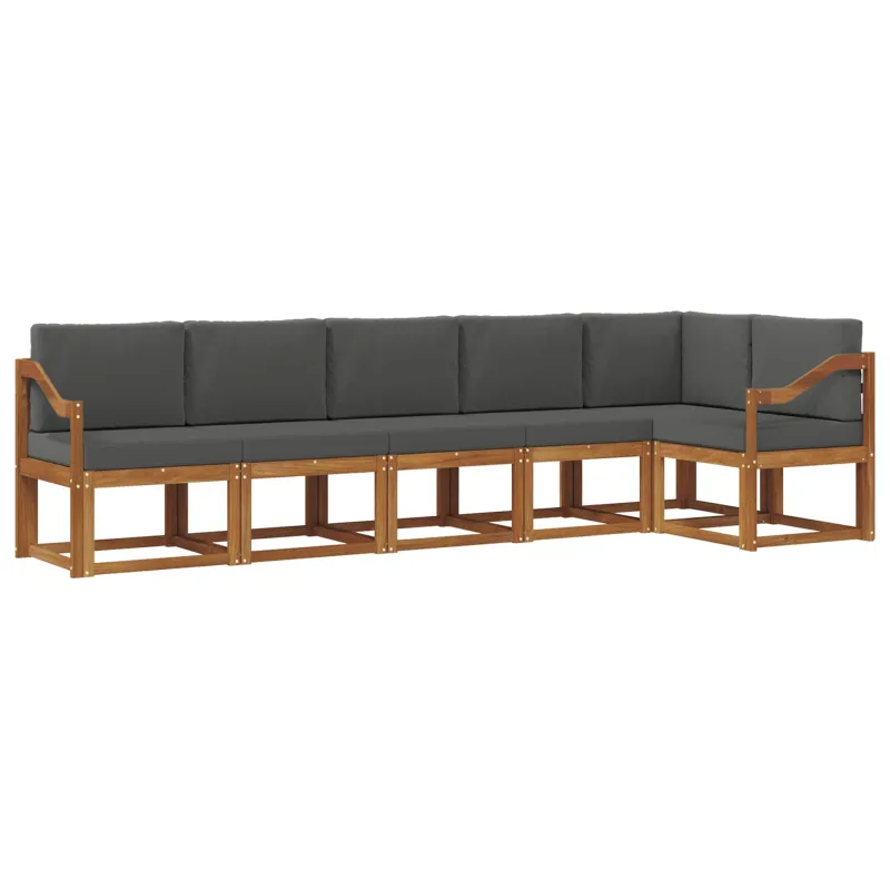 Lauko sofos komplektas su pagalve 6 pcs Natūralus ir antracitas