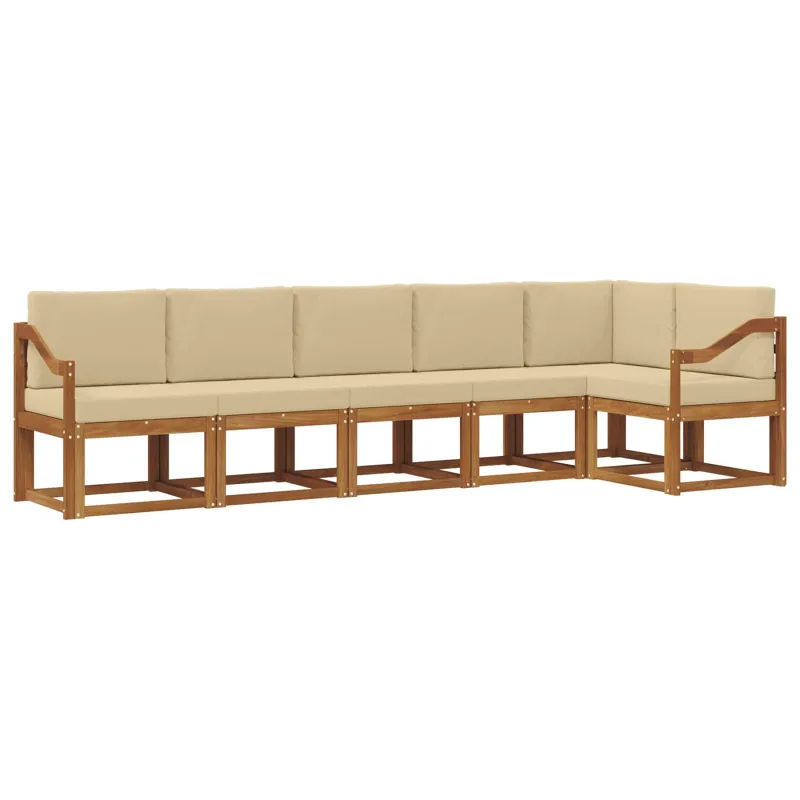 Lauko sofos komplektas su pagalve 6 pcs Natūralus ir bežinis