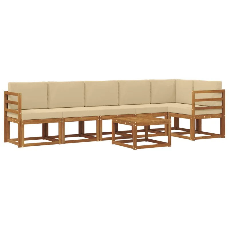 Lauko sofos komplektas su pagalve 7 pcs Natūralus ir bežinis