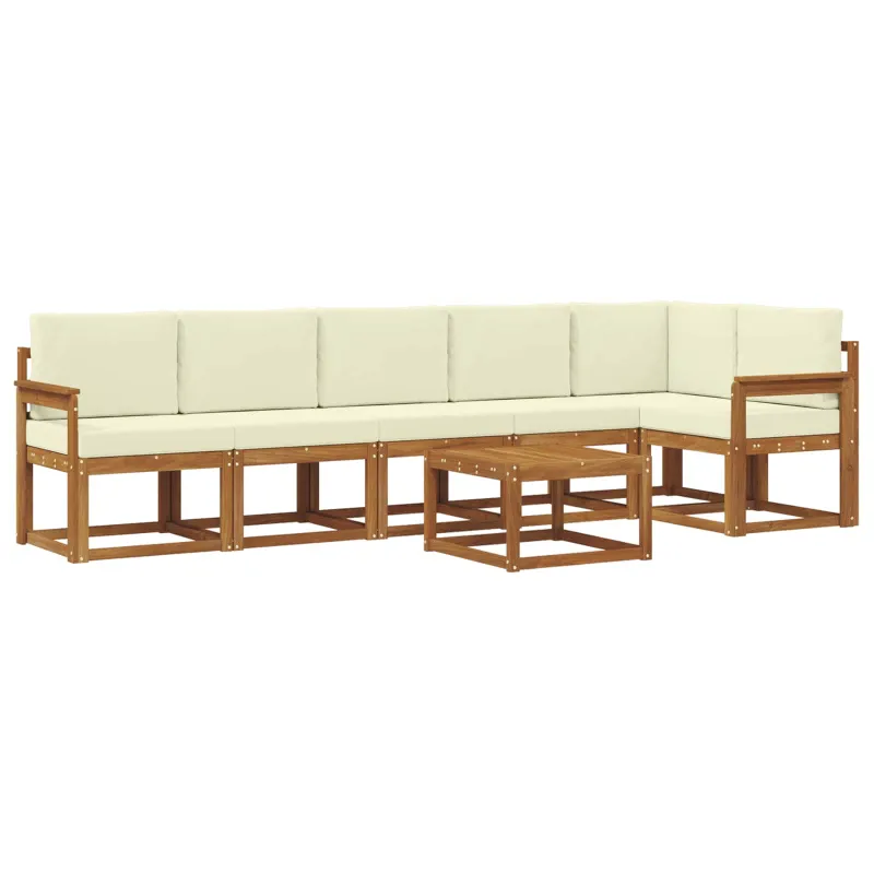Lauko sofos komplektas su pagalve 7 pcs Natūralus ir grietinėlė