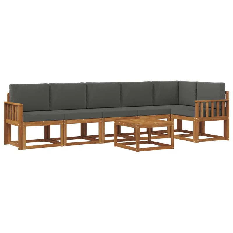 Lauko sofos komplektas su pagalve 7 pcs Natūralus ir antracitas