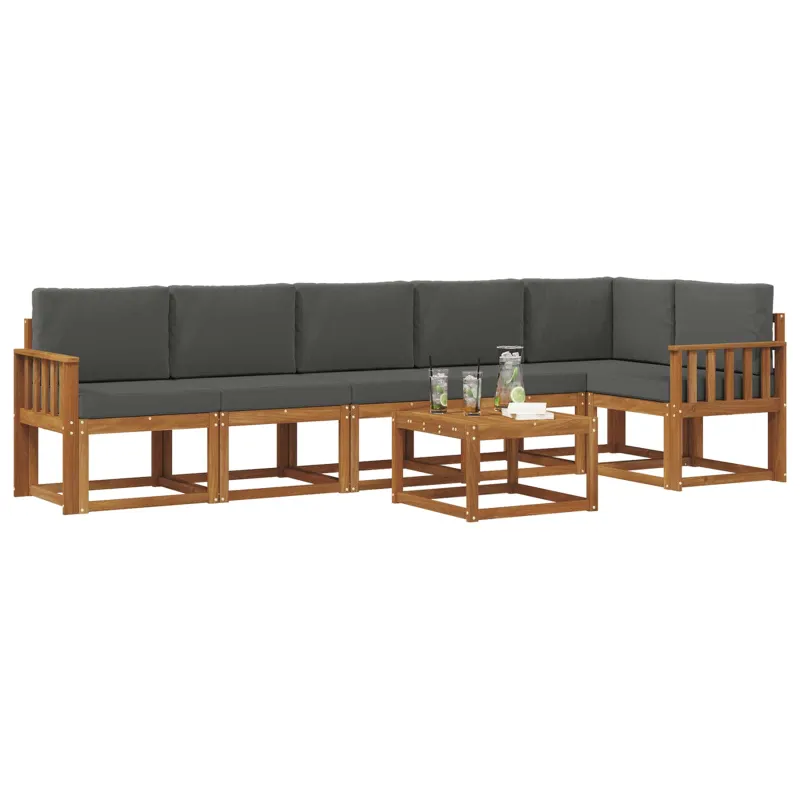 Lauko sofos komplektas su pagalve 7 pcs Natūralus ir antracitas