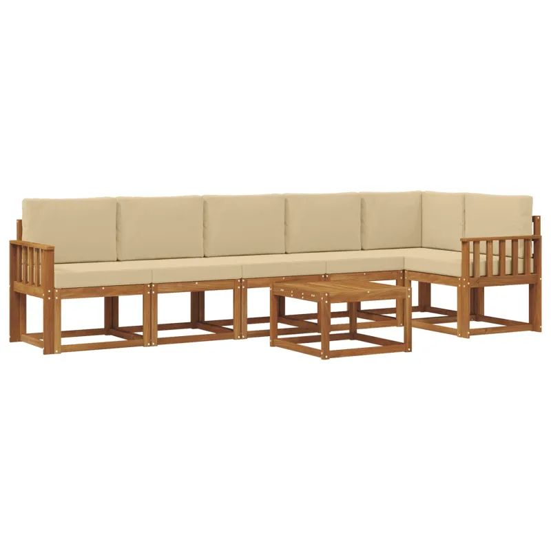 Lauko sofos komplektas su pagalve 7 pcs Natūralus ir bežinis