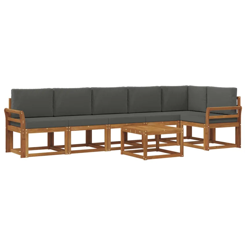Lauko sofos komplektas su pagalve 7 pcs Natūralus ir antracitas