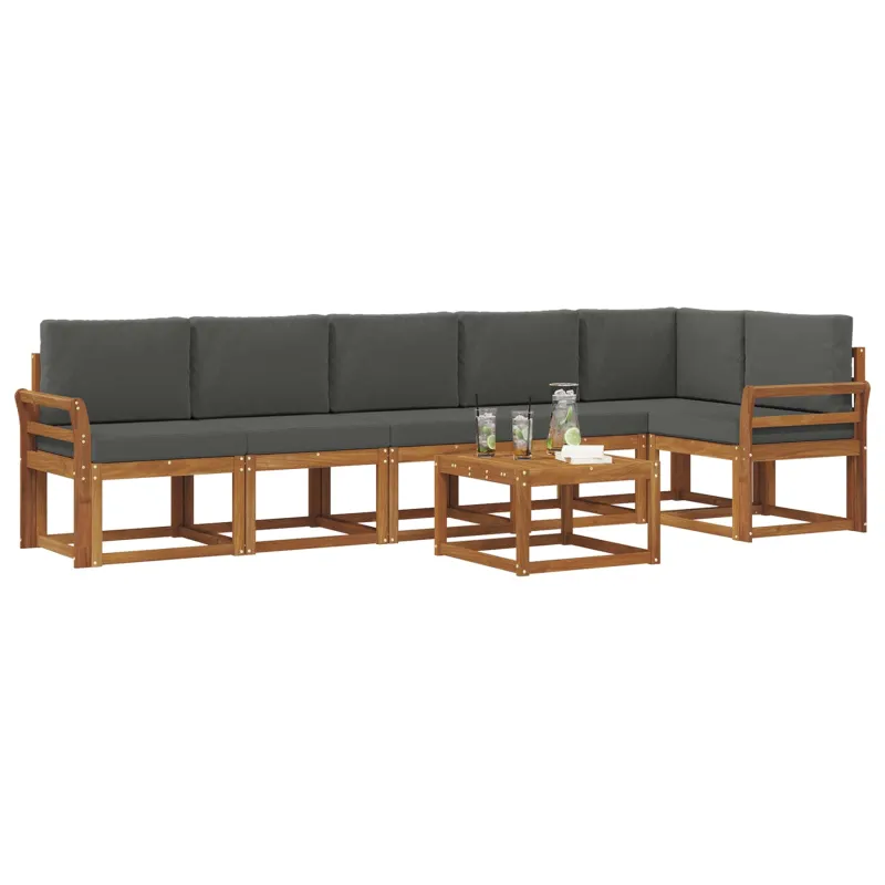 Lauko sofos komplektas su pagalve 7 pcs Natūralus ir antracitas