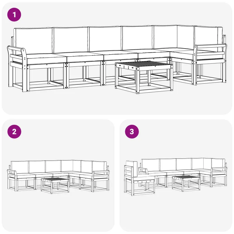 Lauko sofos komplektas su pagalve 7 pcs Natūralus ir antracitas